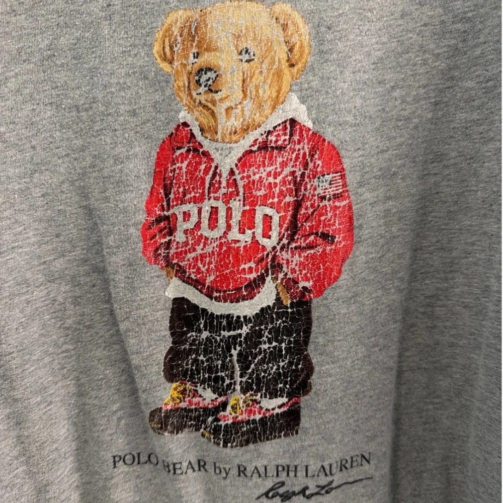 Polo Ralph Lauren Mens Polo Bear Graphic T-Shirt XXL Heather Gray Cotton Tee